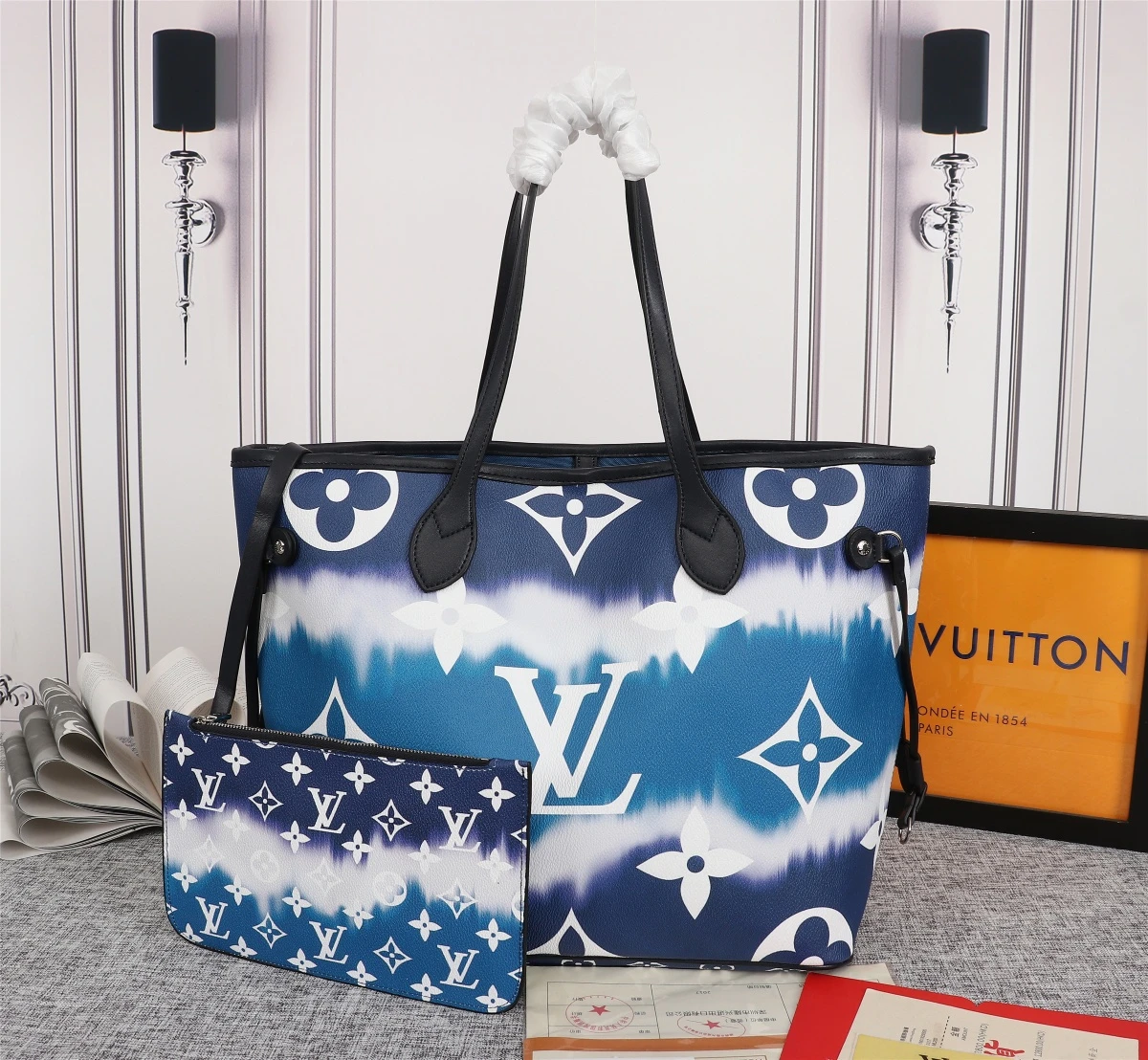 Louis Vuitton Escale Neverfull MM M45127 Pink/Blue/Red 12 Mblue