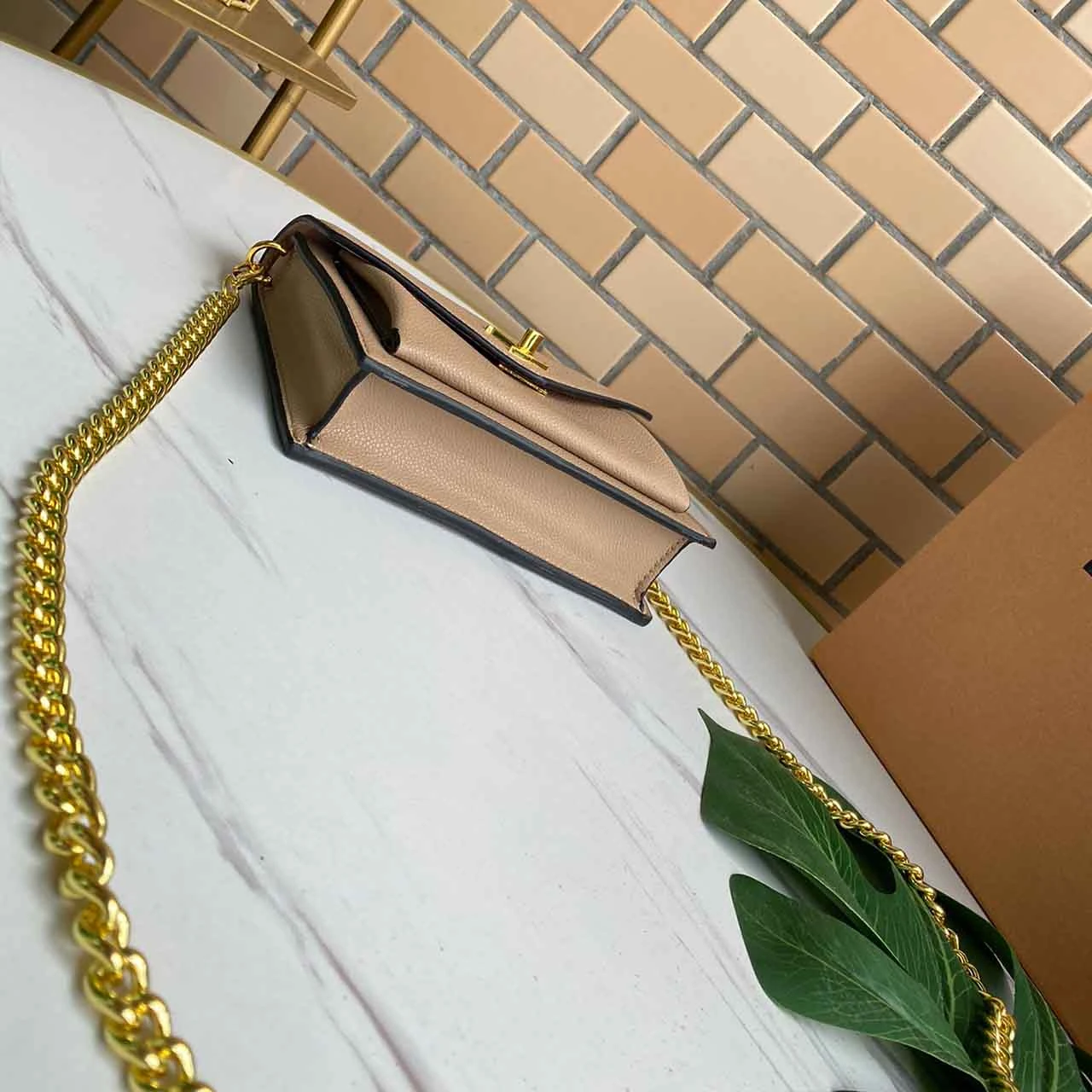 Louis Vuitton MYLOCKME CHAIN BAG M56137 BEIGE/NAVY/PINK 6 M