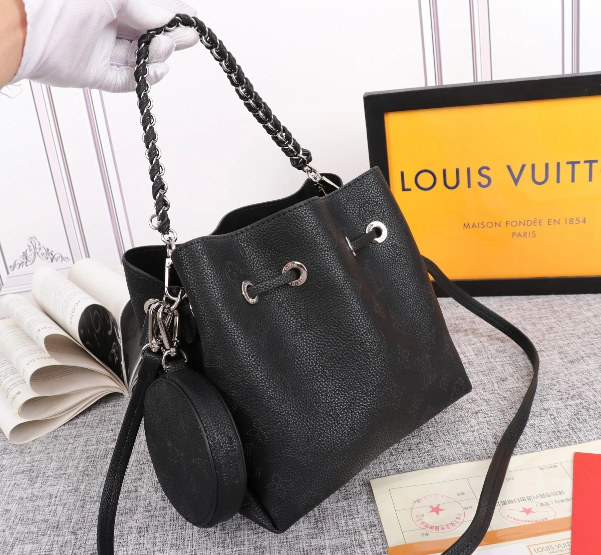 Louis Vuitton Bella Bucket Bag Black/Pink/Grey 2 M