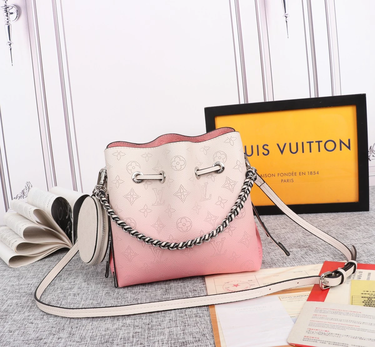 Louis Vuitton Adorable Bella Bucket Bag Pink/Blue 1 M