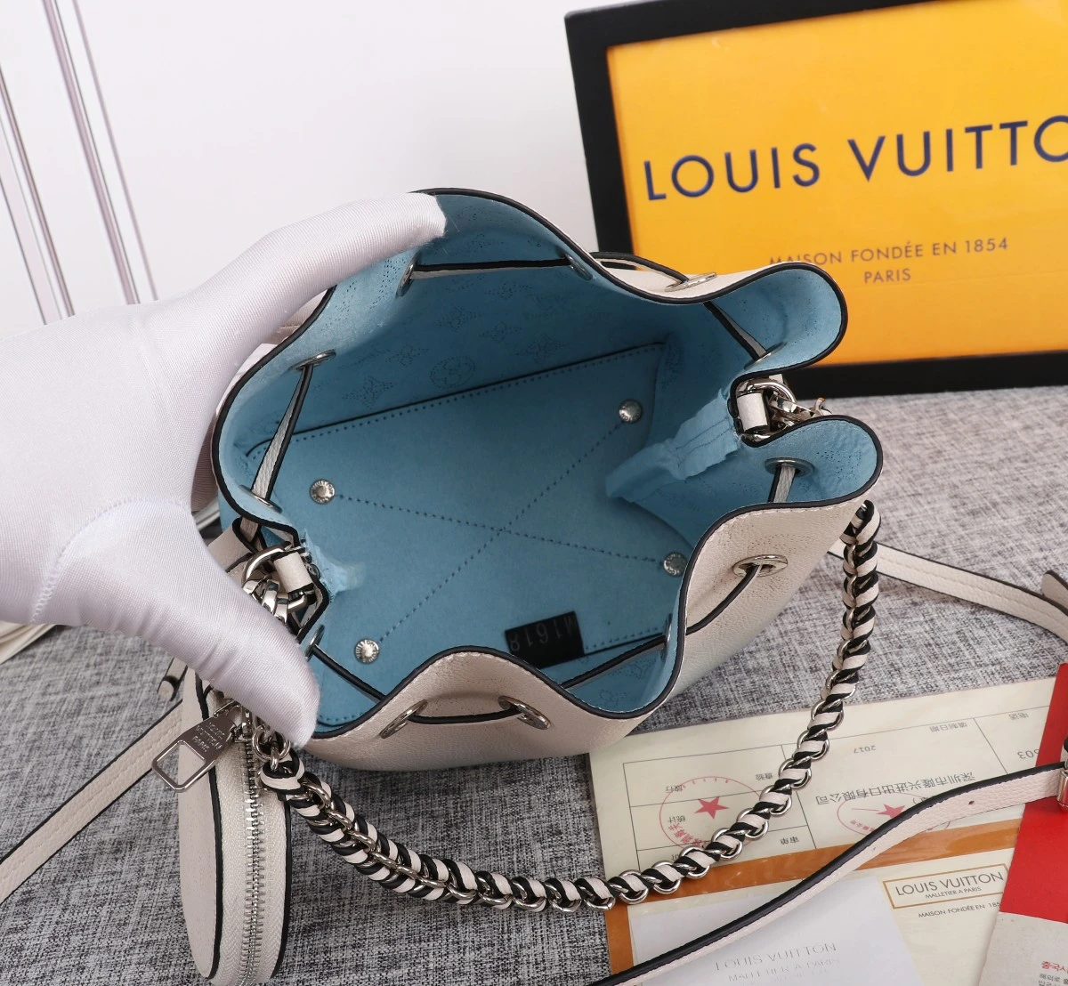 Louis Vuitton Adorable Bella Bucket Bag Pink/Blue 10 M