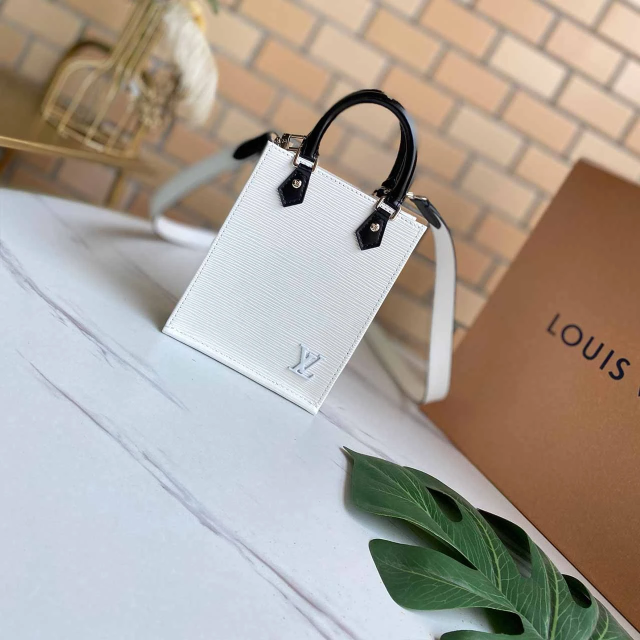 Louis Vuitton PETIT SAC PLAT M69441 BLACK/WHITE/PINK 19 M