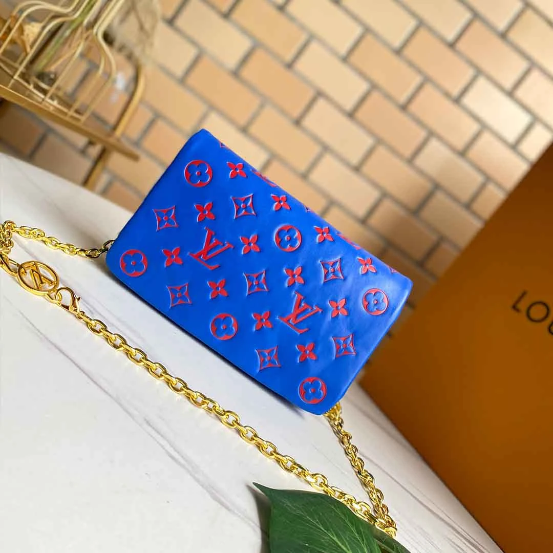 Louis Vuitton POCHETTE COUSSIN M80742 BLACK/BLUE/ROSE 12 M