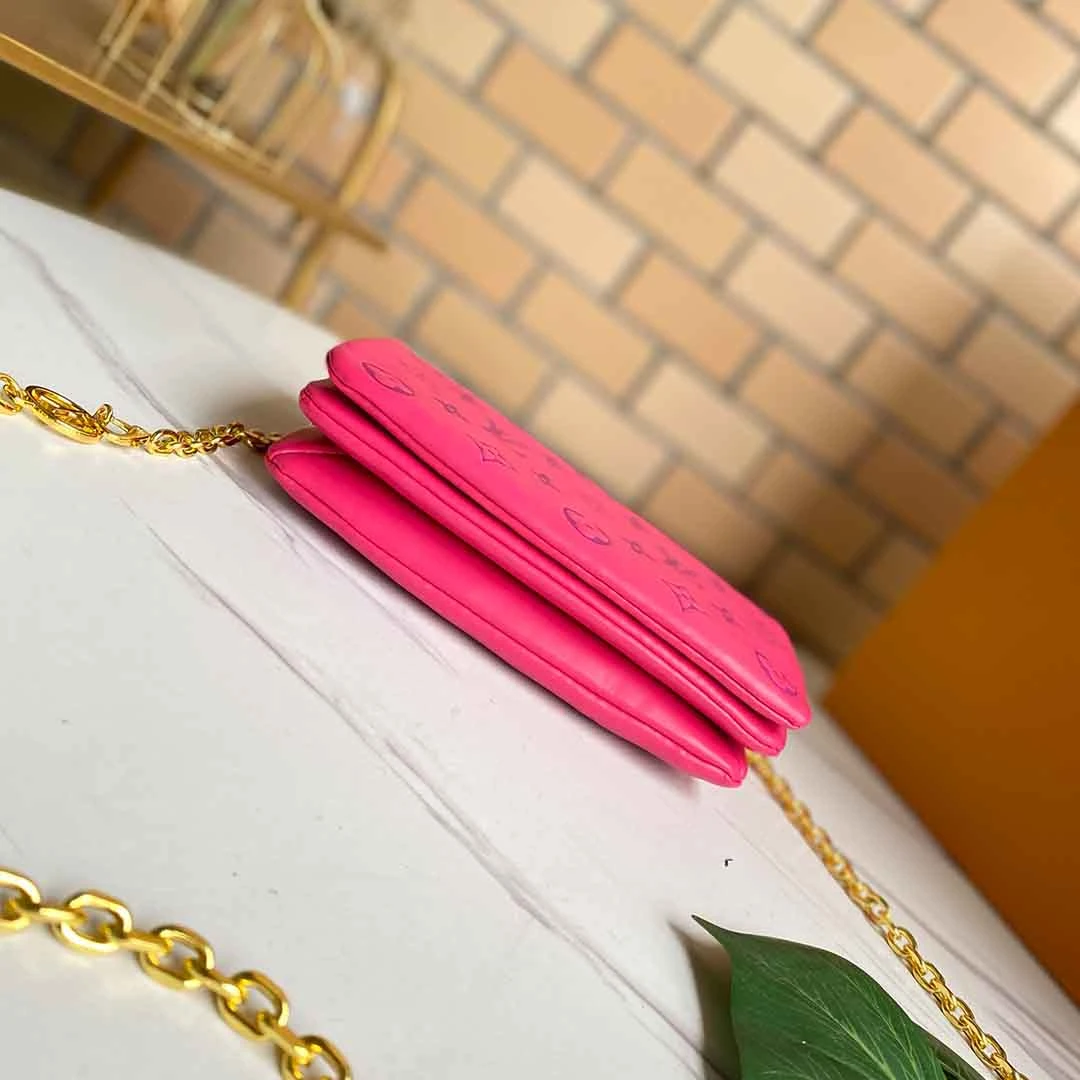 Louis Vuitton POCHETTE COUSSIN M80742 BLACK/BLUE/ROSE 8 M