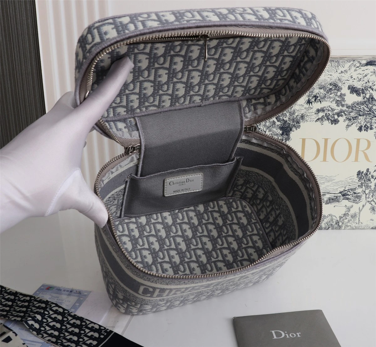 Dior Travel Vanity Case Navy/Gray 10 S