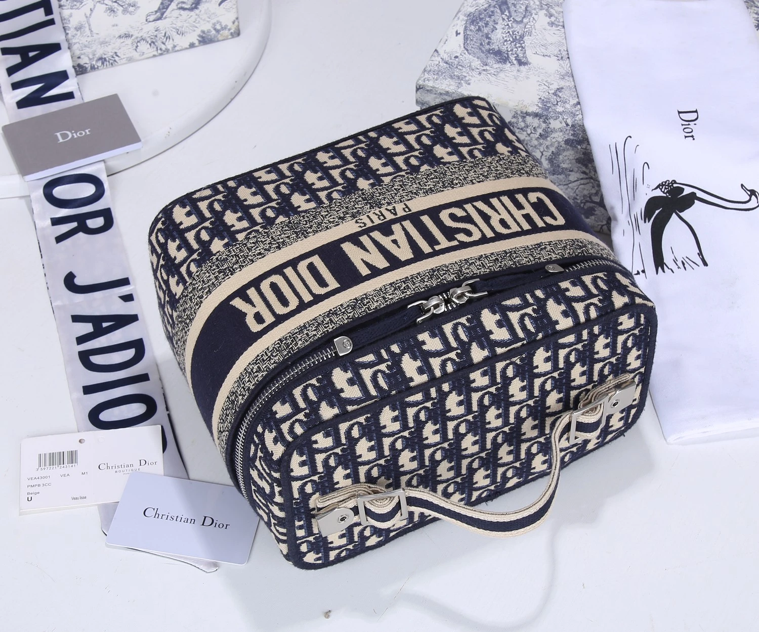 Dior Travel Vanity Case Navy/Gray 2 S