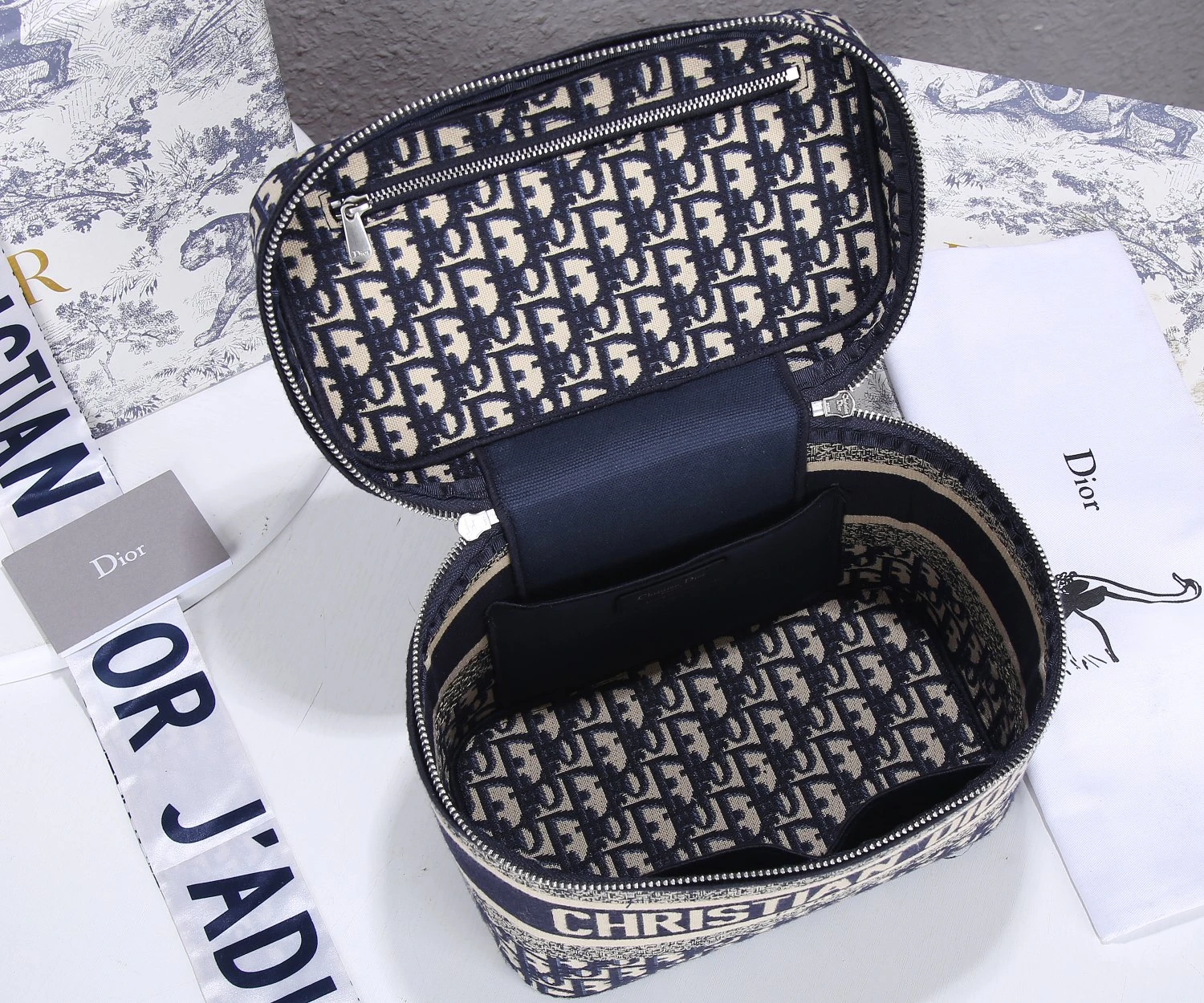 Dior Travel Vanity Case Navy/Gray 5 S