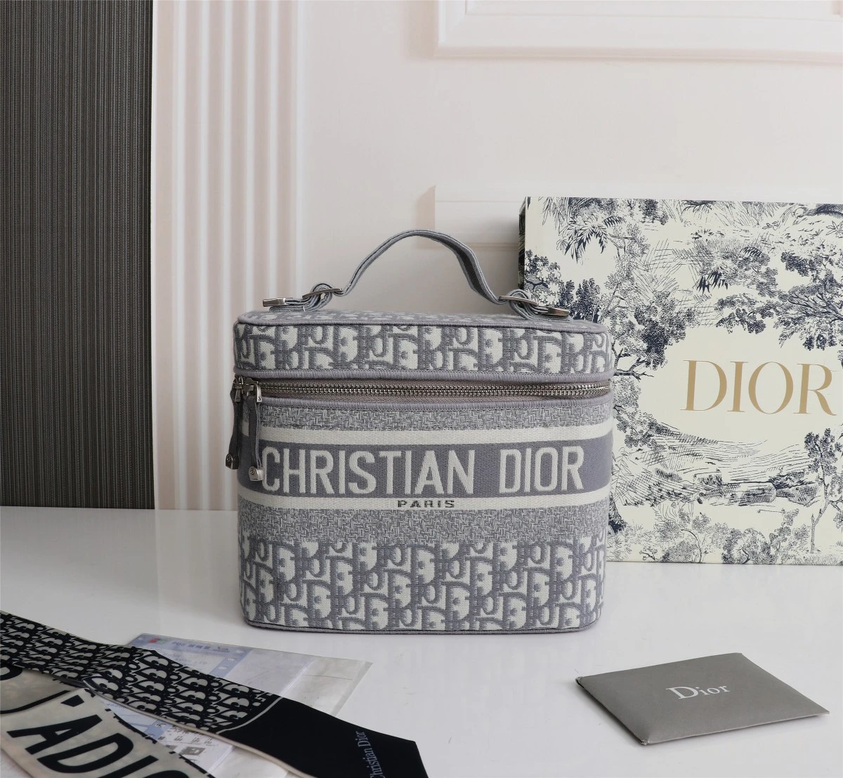 Dior Travel Vanity Case Navy/Gray 6 S