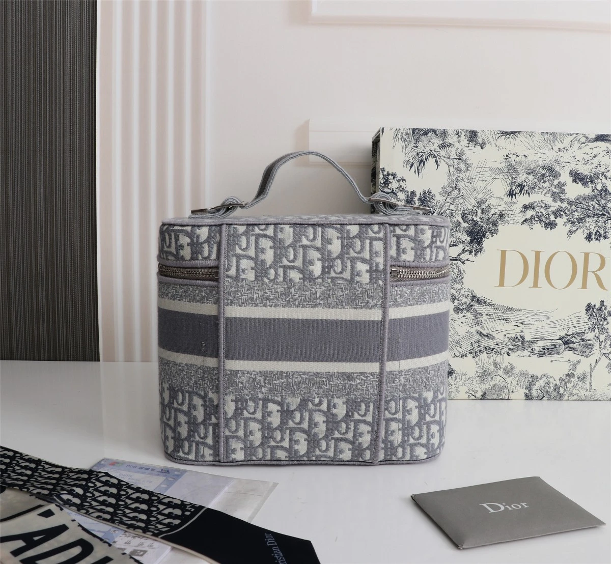 Dior Travel Vanity Case Navy/Gray 7 S