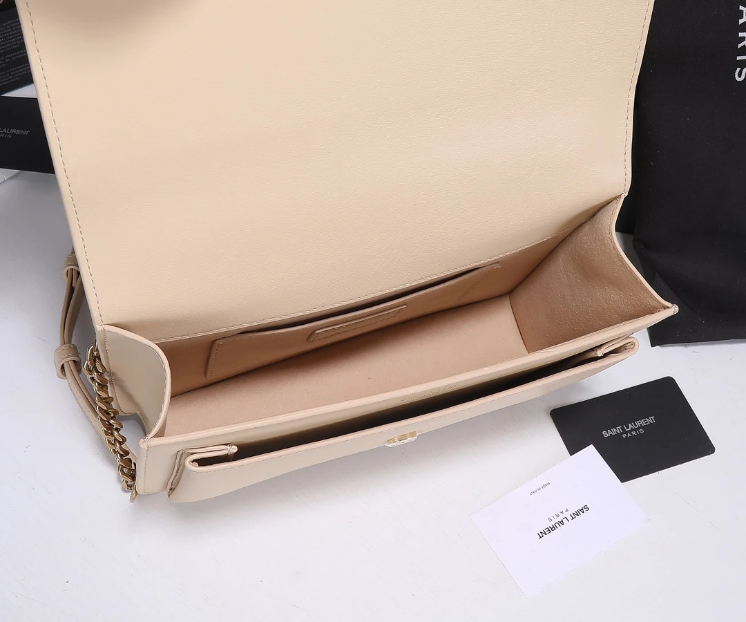 YSL Sunset Medium Top Handle Bag- Black/Beige 12 YSL