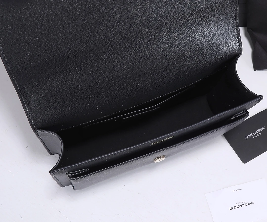 YSL Sunset Medium Top Handle Bag- Black/Beige 6 YSL