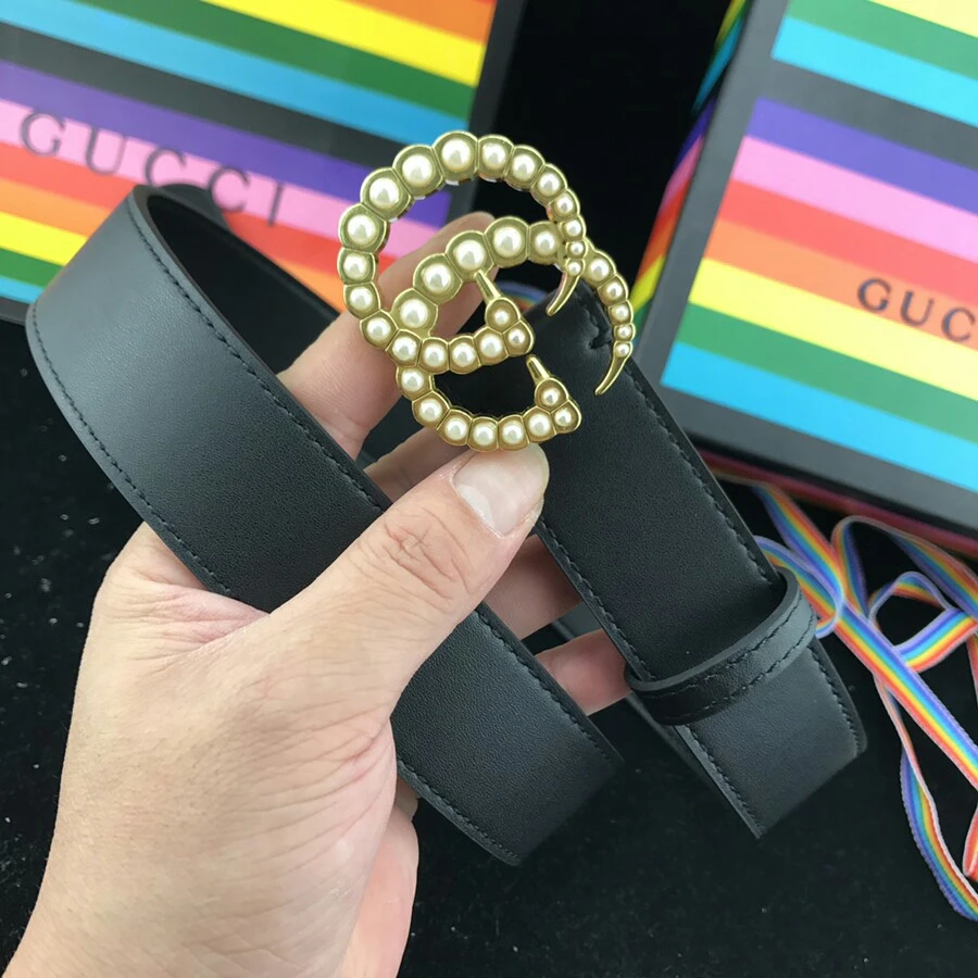 Gucci BELT Pearls 38MM- BLACK 6 feba