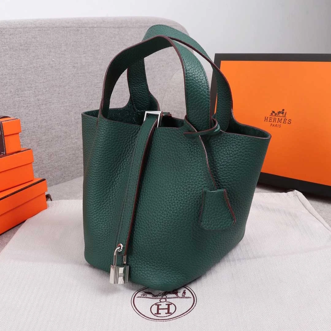 Hermes AAA-Picotin Lock 22cm&18cm bag BLACK/GREEN/BROWN 14 picotin